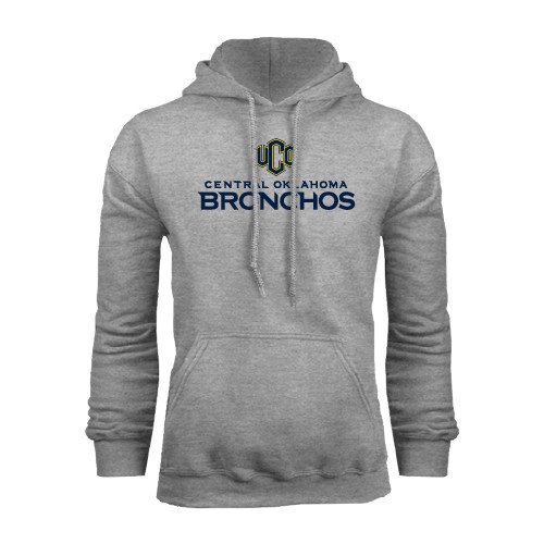  Grey Fleece Hoodie - Central Oklahoma Bronchos Official Logo