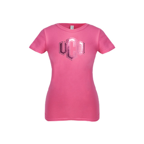  Next Level Girls Fuchsia Fashion Fit T Shirt - Official Logo Foil