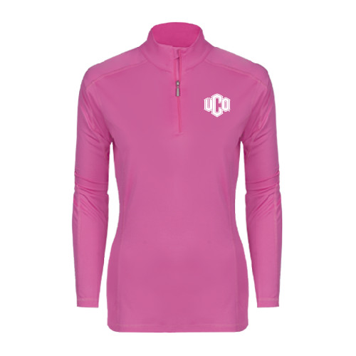  Syntrel Womens Raspberry Interlock 1/4 Zip - Official Logo