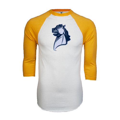  White/Gold Raglan Baseball T Shirt - Official Logo