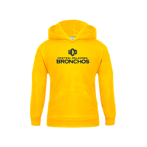  Youth Gold Fleece Hoodie - Central Oklahoma Bronchos Official Logo