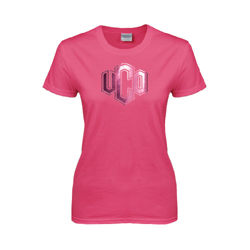  Womens Hot Pink Short Sleeve Tee - Official Logo Foil