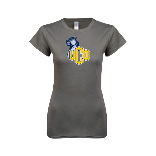  Next Level Womens Charcoal Boyfriend Tee - Official Logo