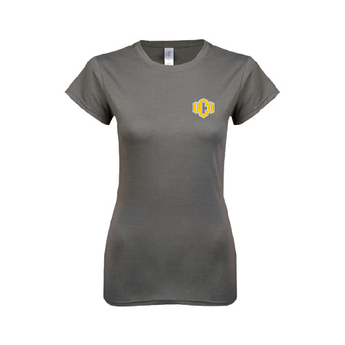  Next Level Womens Charcoal Boyfriend Tee - Official Logo