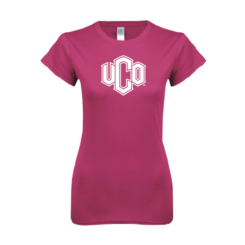  Next Level Womens Fuchsia Boyfriend Tee - Official Logo