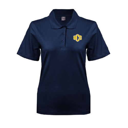  Womens Silk Touch Navy Pique Polo - Official Logo