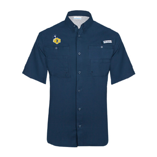  Columbia Navy Tamiami Performance Short Sleeve Shirt - UCO with Mascot