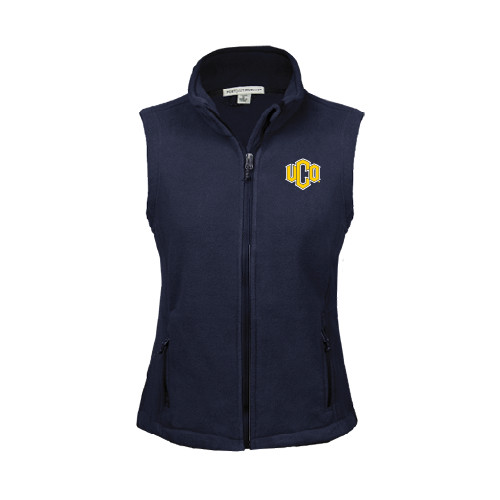  Womens Navy Fleece Full Zip Vest - Official Logo