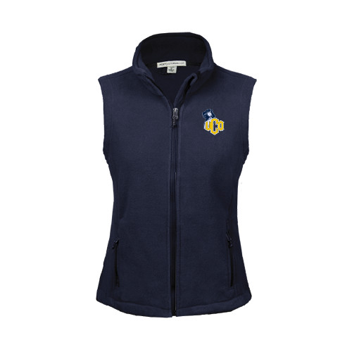  Womens Navy Fleece Full Zip Vest - UCO with Mascot