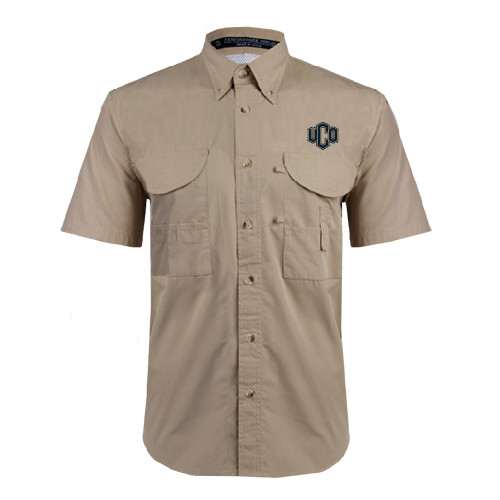  Khaki Fishing Shirt Performance Short Sleeve - Official Logo