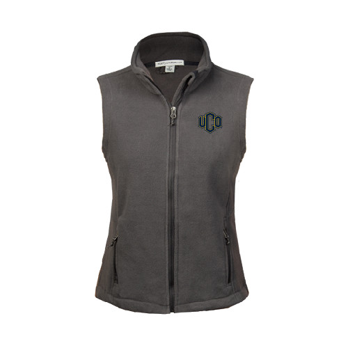  Womens Charcoal Fleece Full Zip Vest - Official Logo