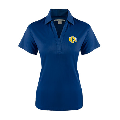  Womens Navy Performance Fine Jacquard Polo - Official Logo