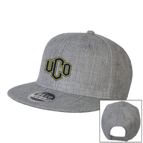  Heather Grey Wool Blend Flat Bill Snapback Hat - Official Logo