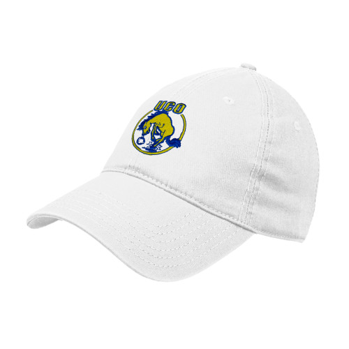  White Unstructured Adjustable Low Profile Hat - Vintage Bronchos Logo