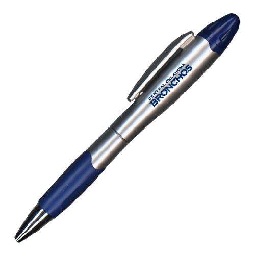  Silver/Blue Blossom Pen/Highlighter - Central Oklahoma Flat Logo Ink Jet