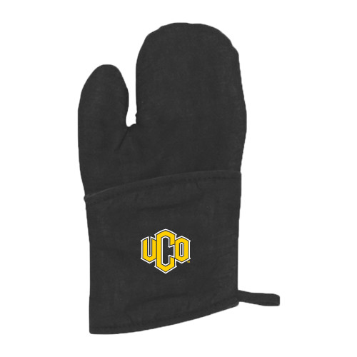  Quilted Canvas Black Oven Mitt - Official Logo