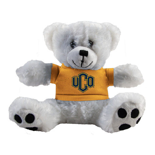  Plush Big Paw 8 1/2 inch White Bear w/Gold Shirt - Official Logo
