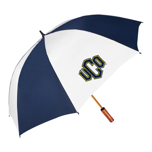  64 Inch Navy/White Umbrella - Official Logo