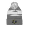 Thumbnail image for  Grey/White Two Tone Knit Pom Beanie w/Cuff