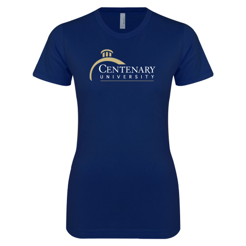  Next Level Womens Navy Boyfriend Tee - Centenary University Logo