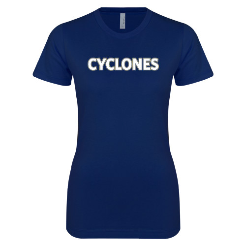  Next Level Womens Navy Boyfriend Tee - Cyclones