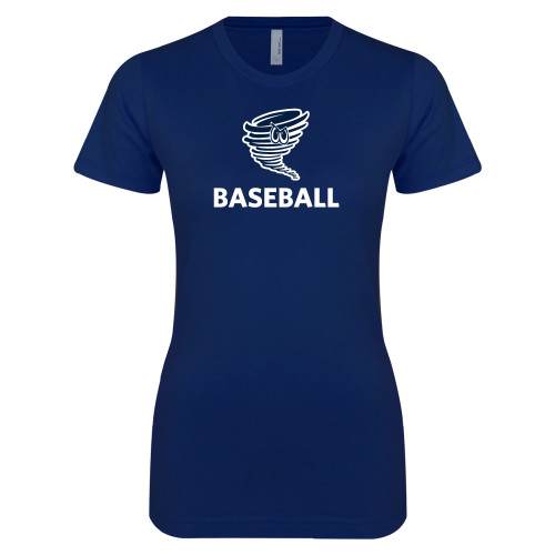  Next Level Womens Navy Boyfriend Tee - Baseball