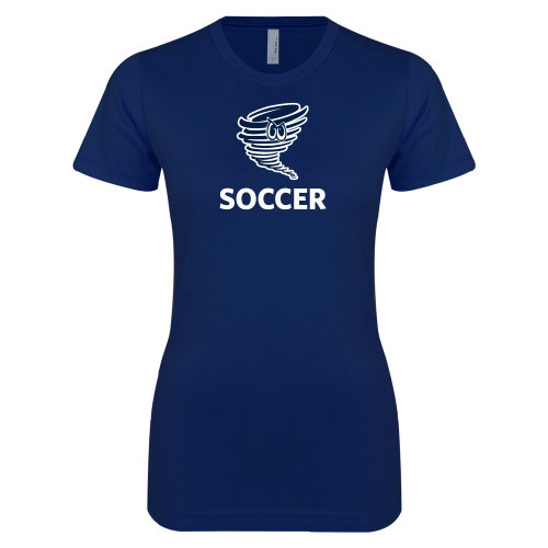  Next Level Womens Navy Boyfriend Tee - Soccer
