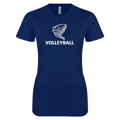  Next Level Womens Navy Boyfriend Tee - Volleyball