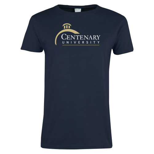  Womens Short Sleeve Navy Tee - Centenary University Logo