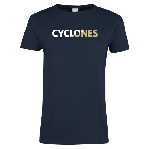  Womens Short Sleeve Navy Tee - Cyclones Two Color