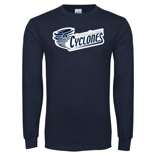  Navy Long Sleeve T-Shirt - Centenary University Cyclones Athletic Logo