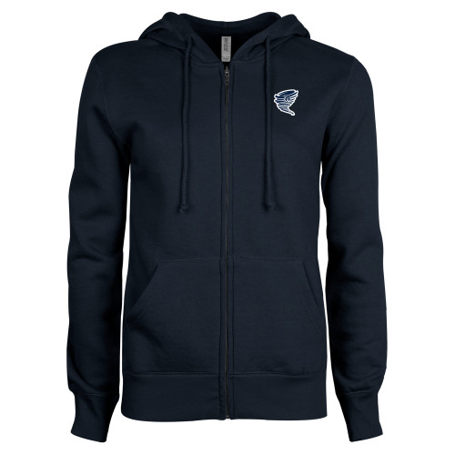  ENZA Womens Navy Fleece Full Zip Hoodie - Cyclone Athletic Logo