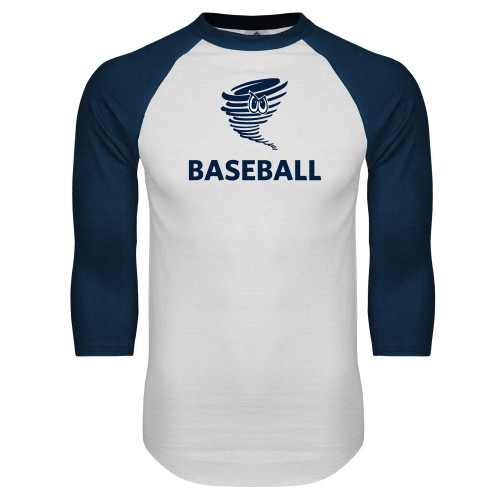  White/Navy Raglan Baseball T Shirt - Baseball