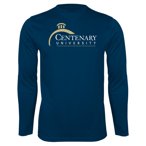  Navy Performance Long Sleeve Shirt - Centenary University Logo