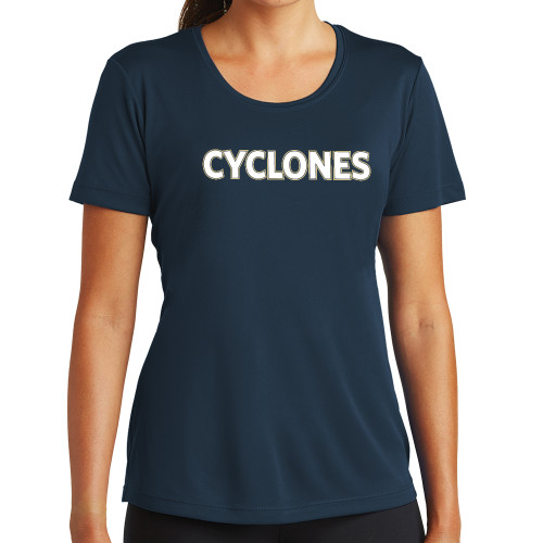  Womens Navy Performance Tee - Cyclones