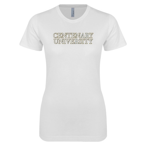  Next Level Womens White Boyfriend Tee - Centenary University
