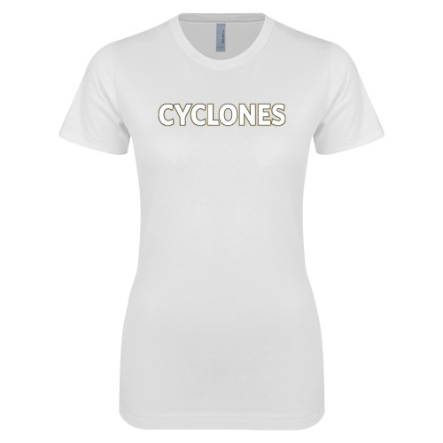  Next Level Womens White Boyfriend Tee - Cyclones