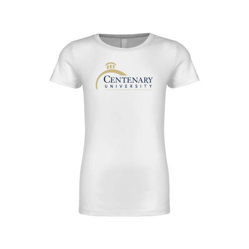  Next Level Girls White Fashion Fit T Shirt - Centenary University Logo
