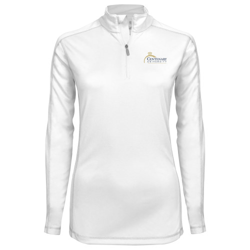 Syntrel Womens White Interlock 1/4 Zip - Centenary University Logo