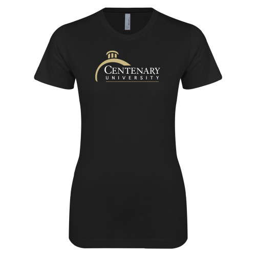  Next Level Womens Black Boyfriend Tee - Centenary University Logo
