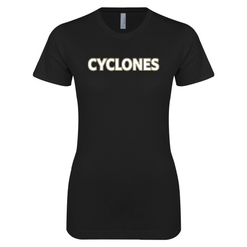  Next Level Womens Black Boyfriend Tee - Cyclones