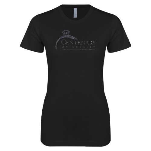  Next Level Womens Black Boyfriend Tee - F Graphite Soft Glitter