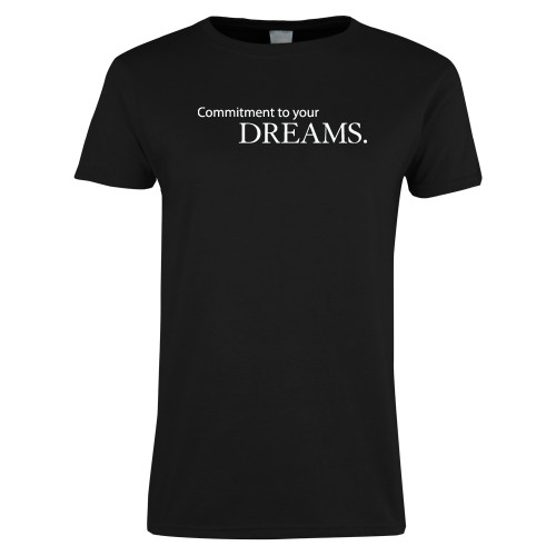  Womens Black Short Sleeve Tee - Commitment to Your Dreams