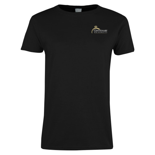  Womens Black Short Sleeve Tee - Centenary University Logo
