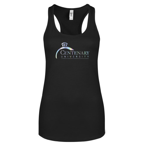  Next Level Womens Black Racerback Tank  - Centenary University Logo Foil