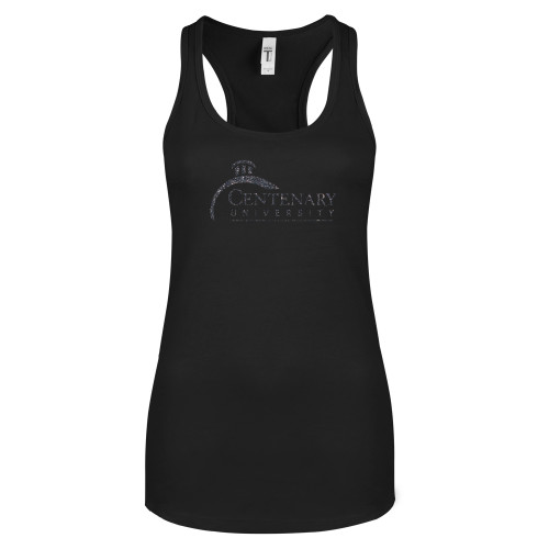  Next Level Womens Black Racerback Tank  - F Graphite Soft Glitter