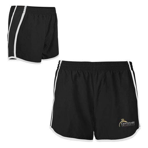  Womens Black/White Team Short - Centenary University Logo