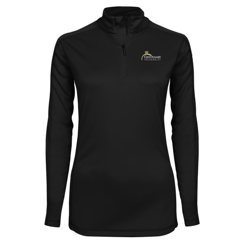  Syntrel Womens Black Interlock 1/4 Zip - Centenary University Logo