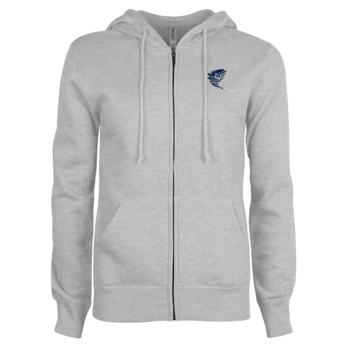  ENZA Womens Grey Fleece Full Zip Hoodie - Cyclone Athletic Logo