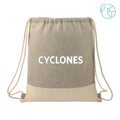  Split Recycled Cotton Grey/Natural Drawstring Bag - Cyclones